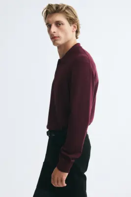 Polo Regular Fit en maille - Bordeaux — photo 4