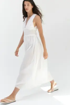 Robe en coton à bords picots - Blanc — photo 2