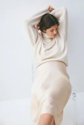 MAMA Slip skirt en satin - Beige clair — photo 2