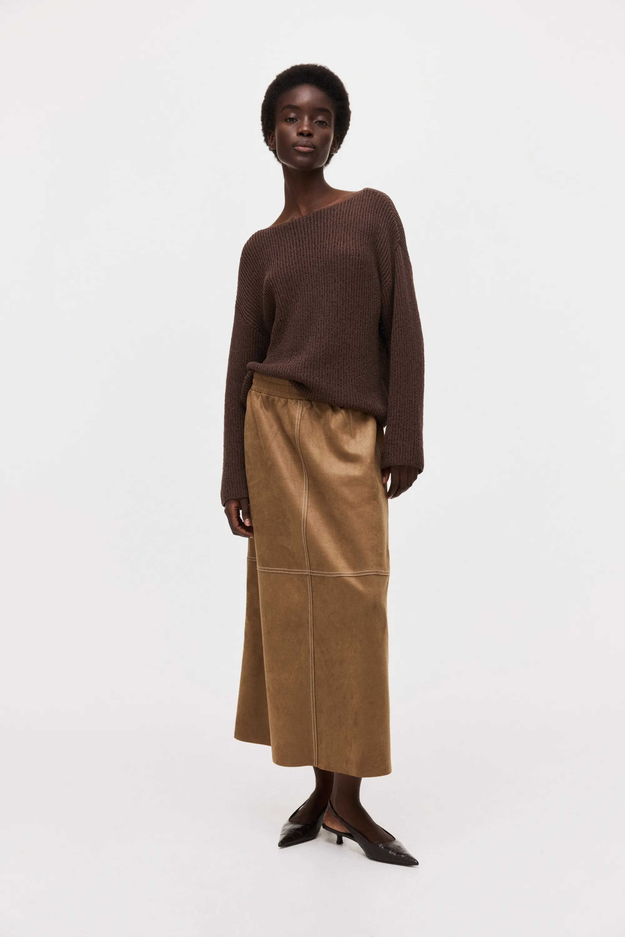 Jupe midi - Beige foncé