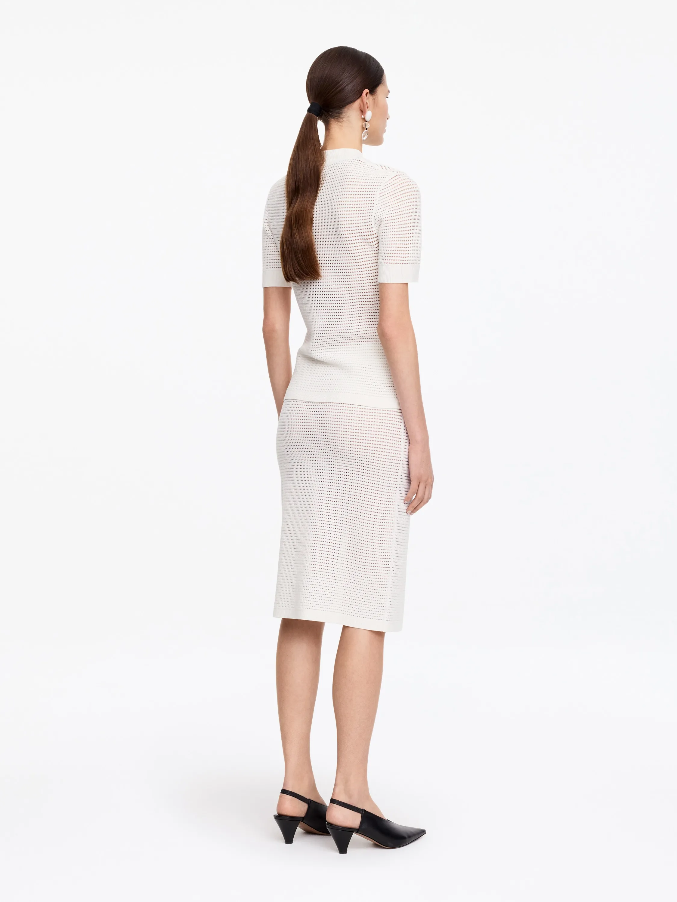 Jupe crayon en maille - Blanc