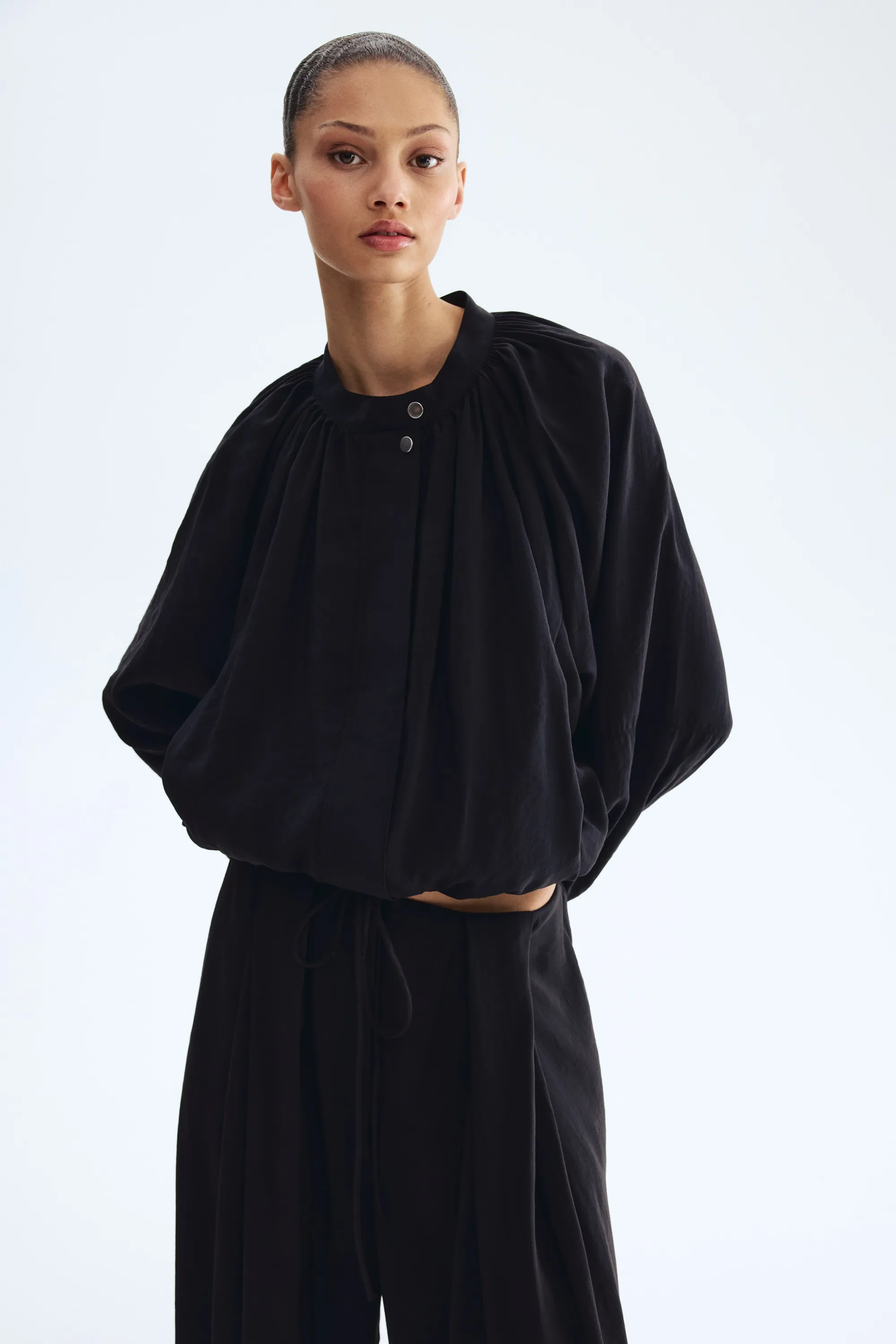 Veste à manches ballon en modal - Noir