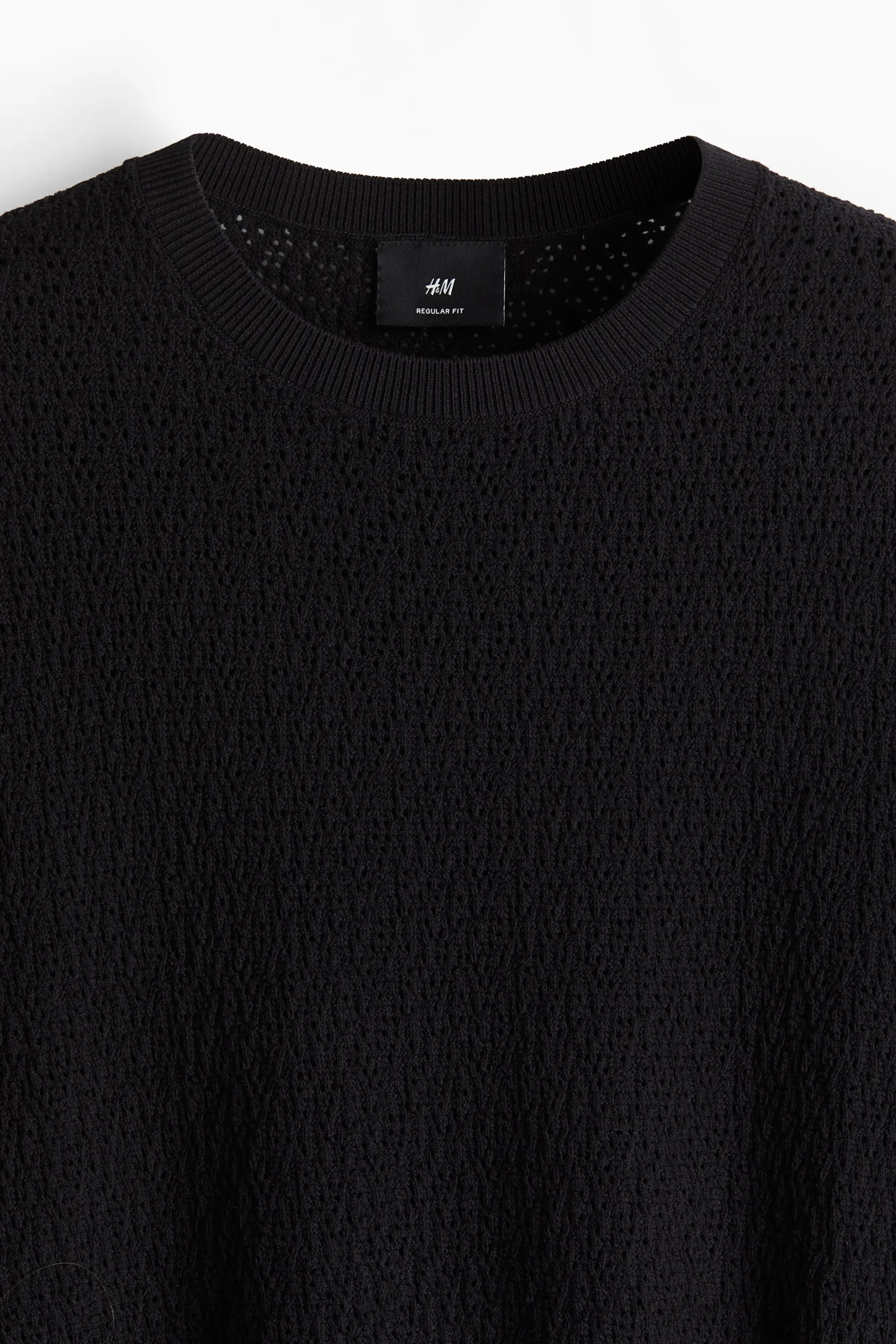 T-shirt Regular Fit en maille texturée - Noir