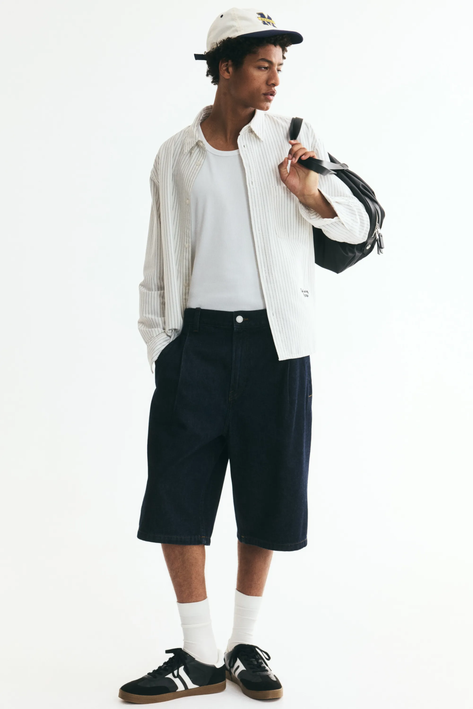 Chemise Oxford Relaxed Fit - Bleu foncé/rayures blanches