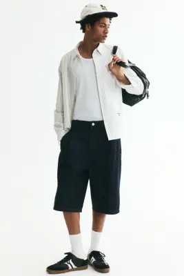 Chemise Oxford Relaxed Fit - Bleu foncé/rayures blanches — photo 1