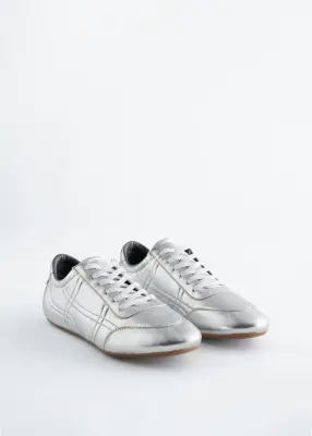 Baskets minimalistes en cuir - Argenté — photo 1