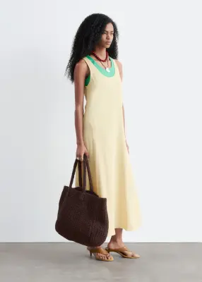 Robe midi à encolure dégagée - Jaune clair — photo 5