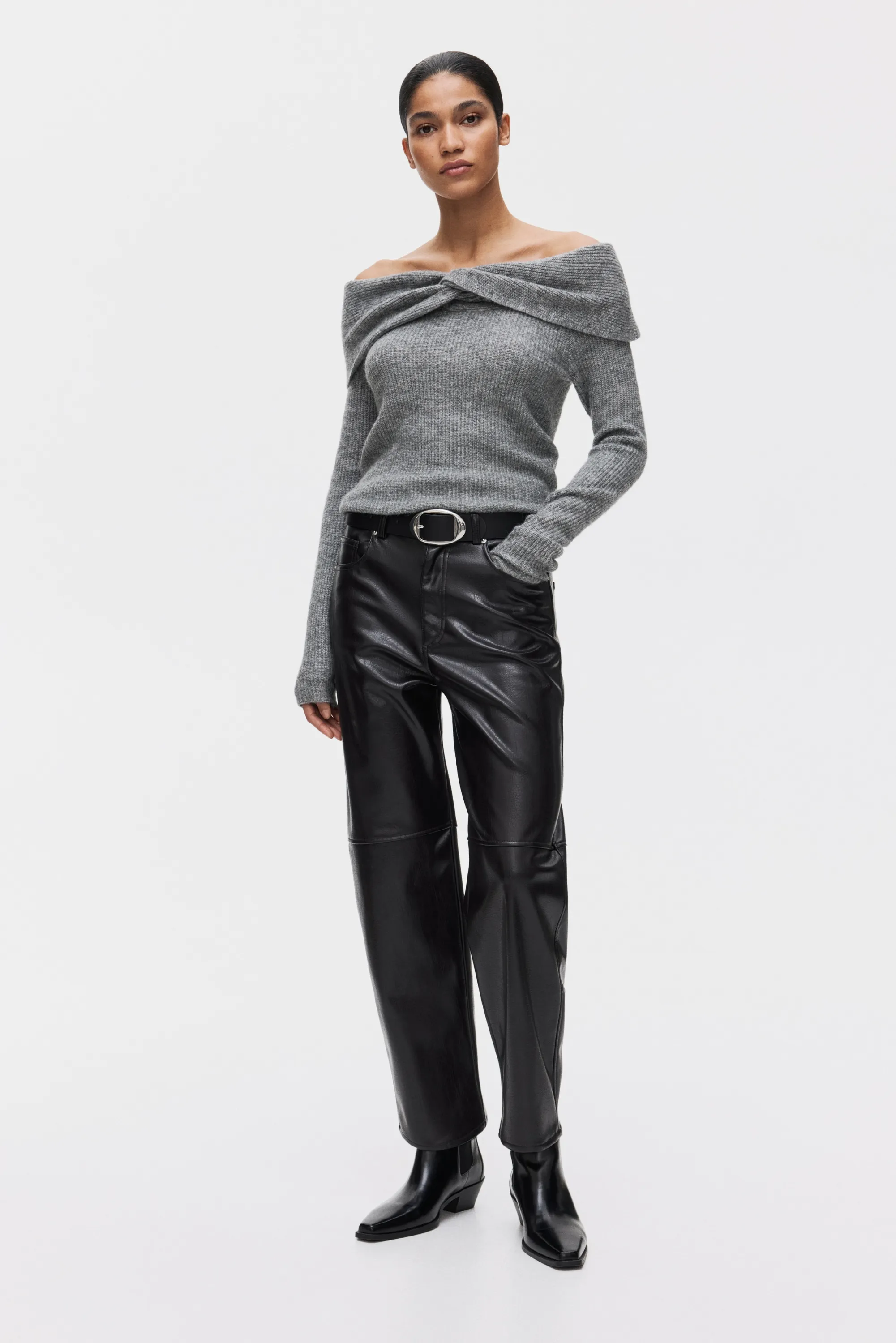 Pull épaules nues - Gris chiné