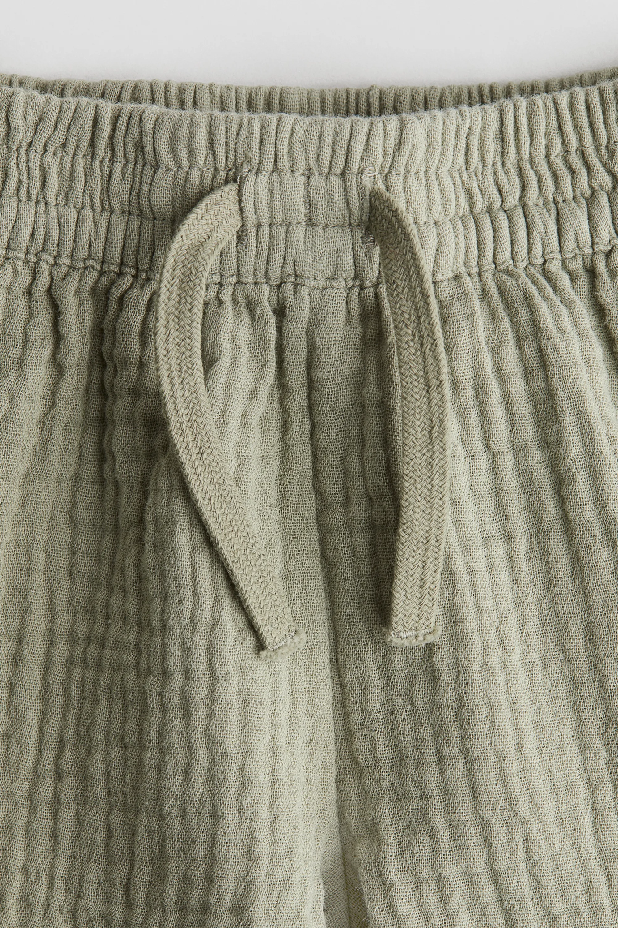 Short en mousseline de coton - Vert kaki