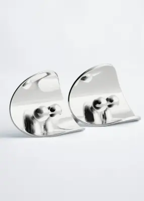 Boucles d’oreilles à pièces sculpturales - Argenté — photo 2