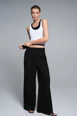 Pantalon chic à jambes larges - Noir — photo 2