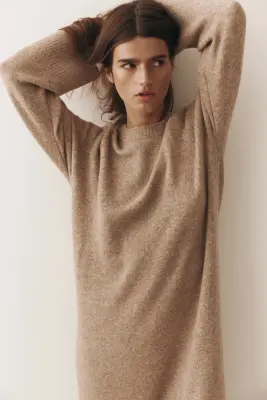 Robe maxi en maille - Beige ancien — photo 3