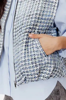 Blouson tweedé sans manches — photo 5