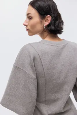 Top loose en maille fine - Taupe — photo 2