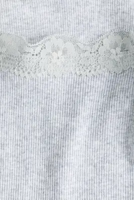 Débardeur avec dentelle - Gris clair chiné — photo 3