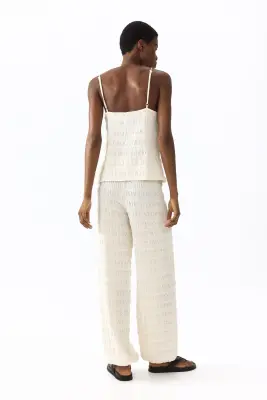 Pantalon ballon en jersey texturé - Ivoire — photo 3