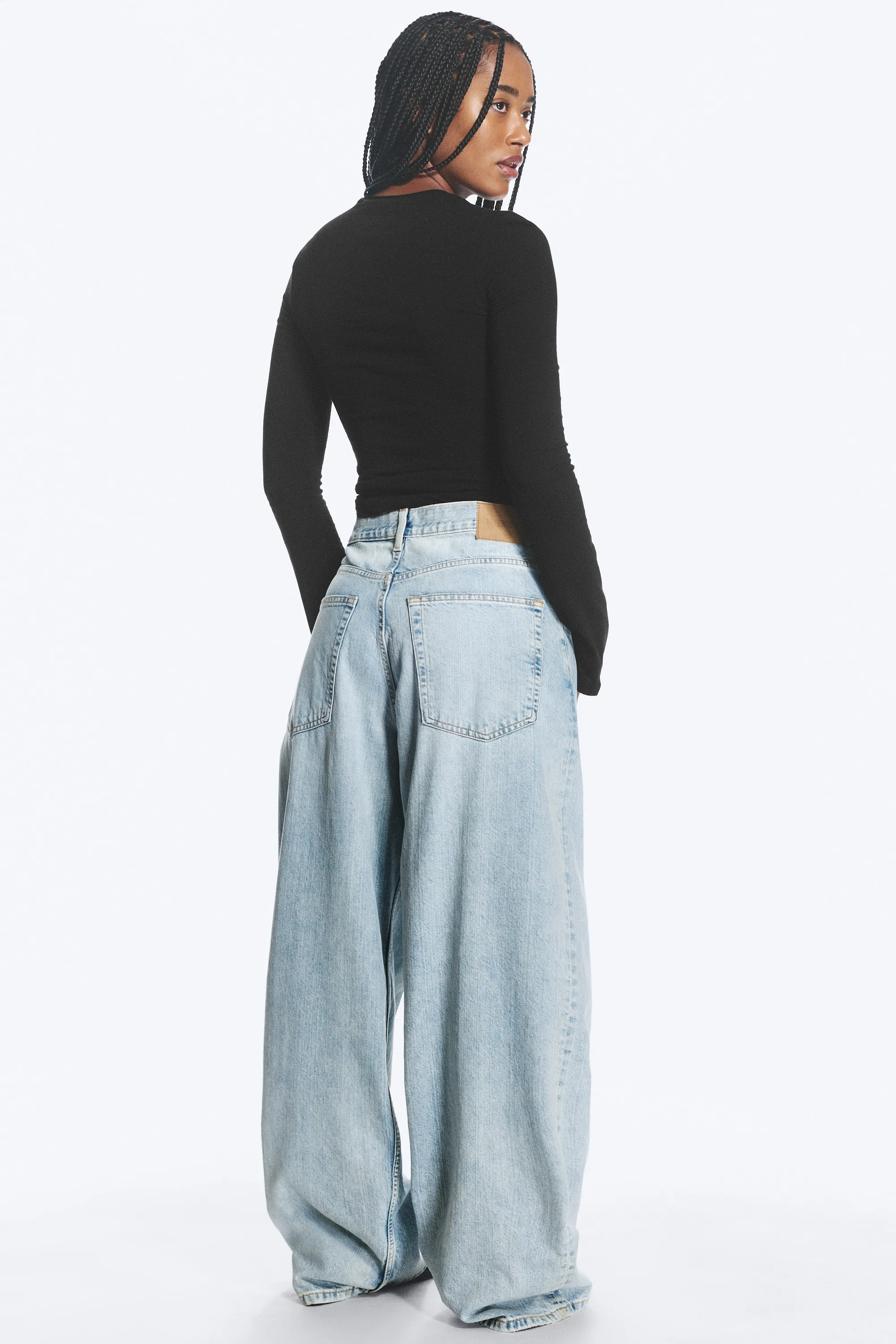 Jean baggy ample taille mi-haute unisexe Astro - Dream Blue - Bleu clair
