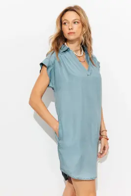 Robe courte en lyocell Femme — photo 2