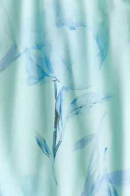 Robe dos nu avec encolure bénitier - Turquoise/fleuri — photo 4