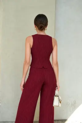 Adelia Striped Pants - Bordeaux stripes — photo 2