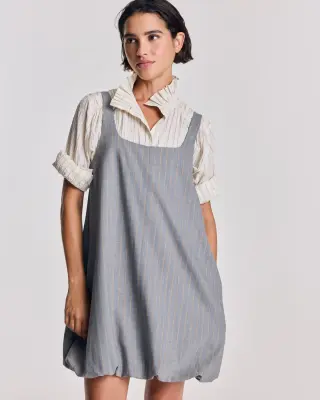 Robe Coralie rayures gris et beige — photo 1