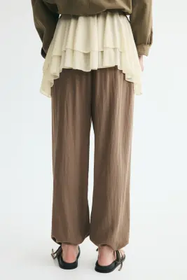 Pantalon ballon avec détails à nouer - Beige foncé — photo 3