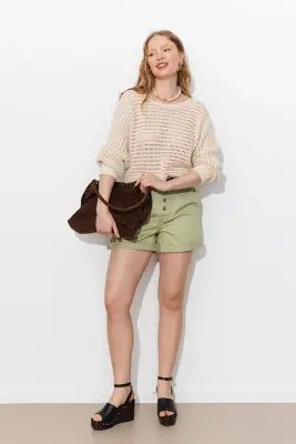 Short en jean à boutons Femme — photo 2