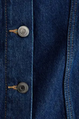 Robe en denim avec jupe évasée - Bleu denim foncé — photo 4