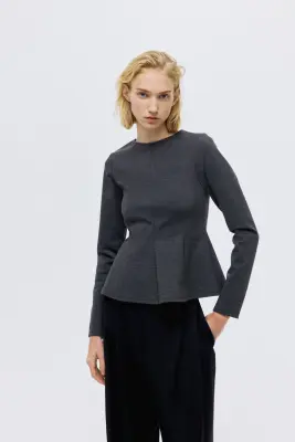 Top péplum en jersey - Gris foncé — photo 1