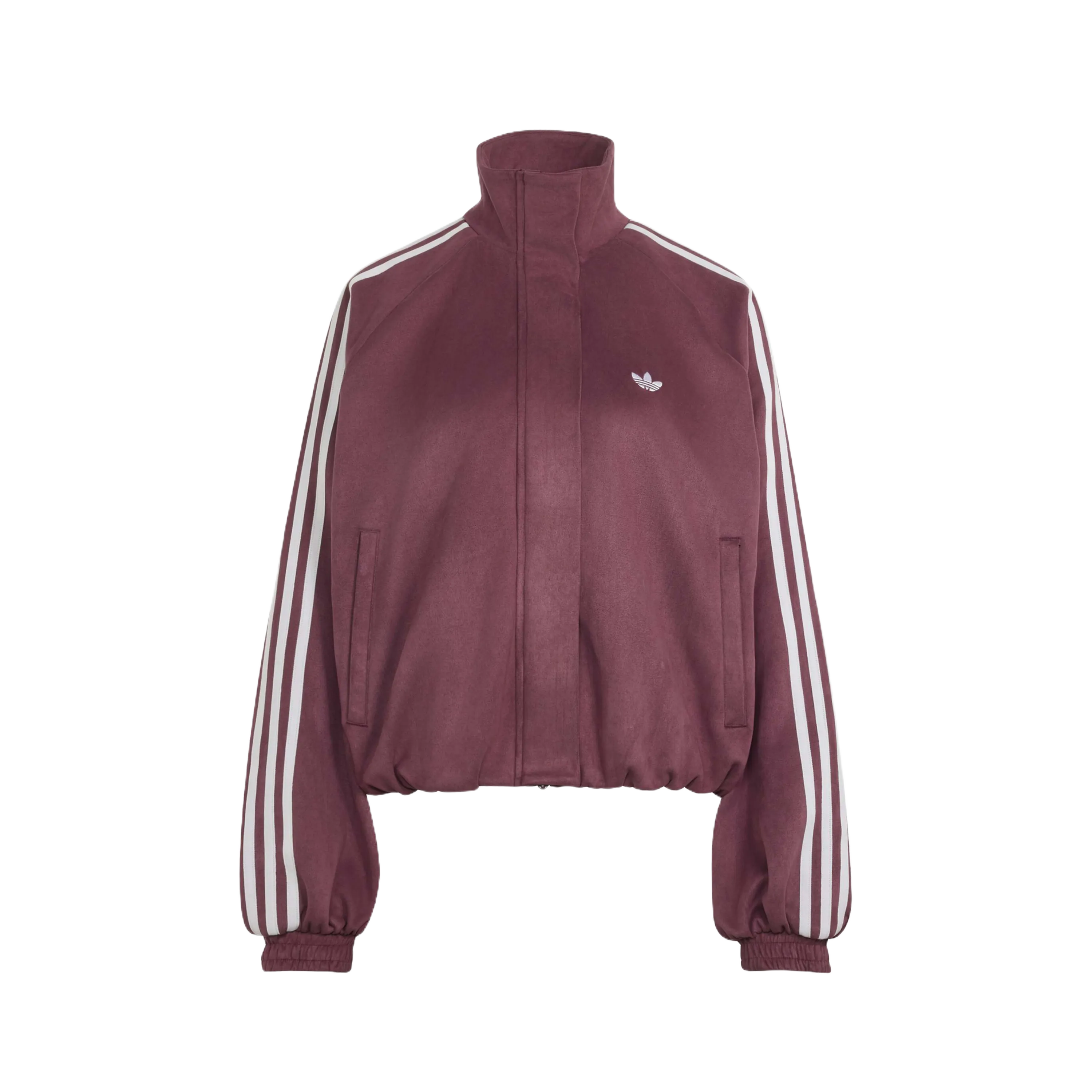 Adidas Faux Suede Track Top Maroon