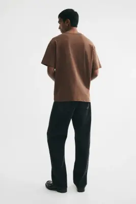 T-shirt Relaxed Fit en coton - Marron — photo 3