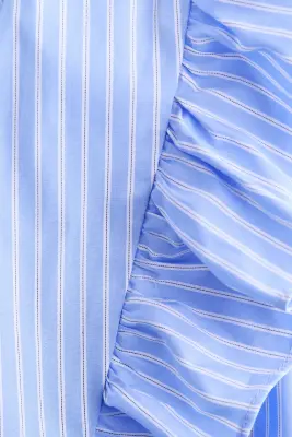 Blouse croisée en popeline - Bleu clair/rayé — photo 3