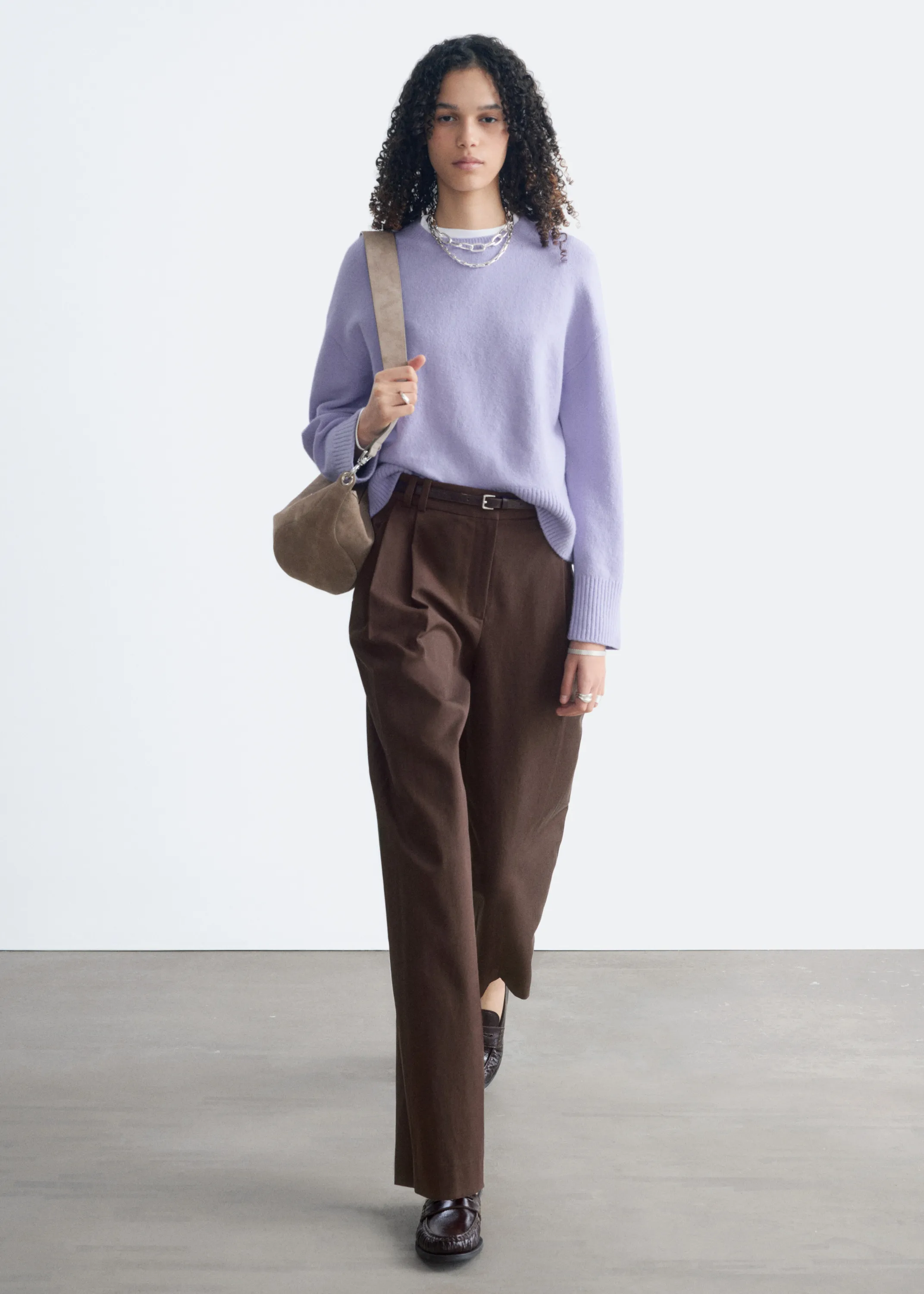 Pull décontracté en maille - Lilas