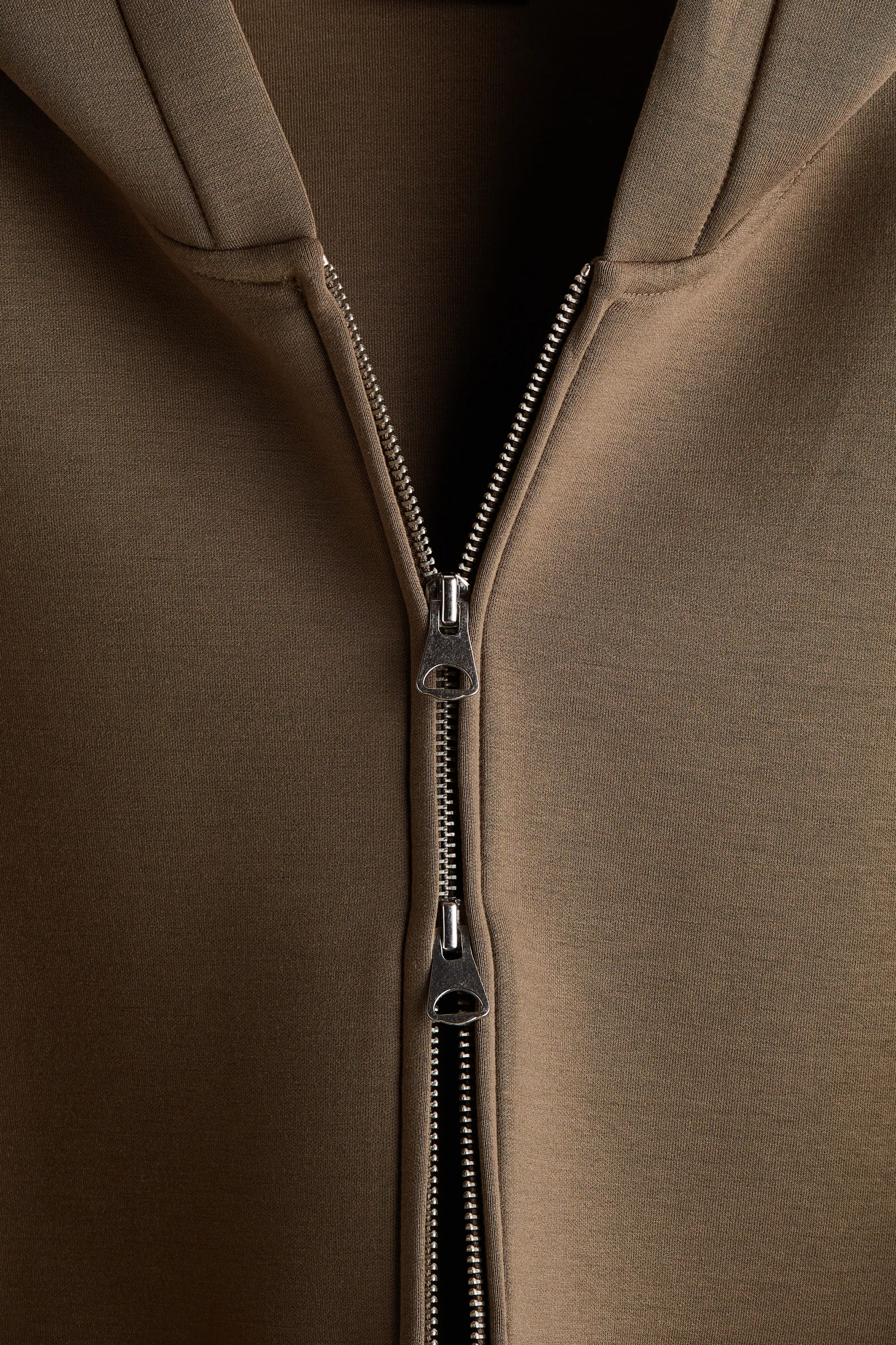 Veste à capuche zippée Loose Fit en scuba - Beige foncé