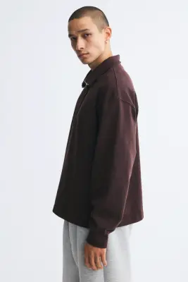 Sweat Relaxed Fit avec col zippé - Marron foncé — photo 4