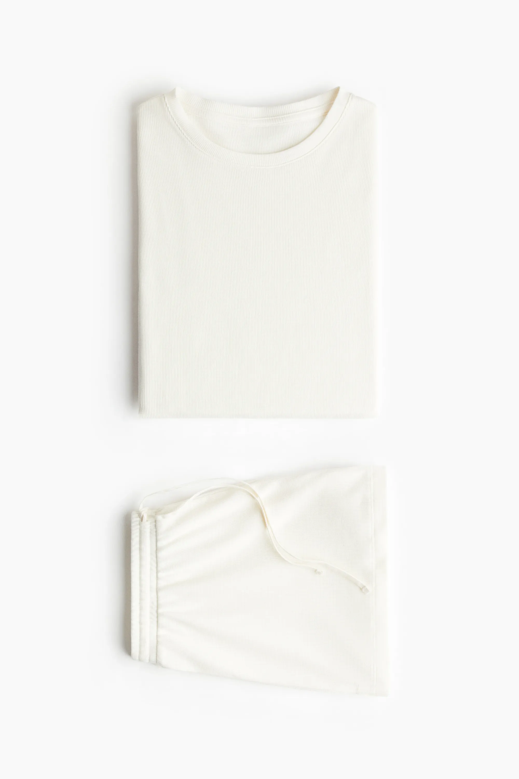 Pyjama en coton gaufré - Crème