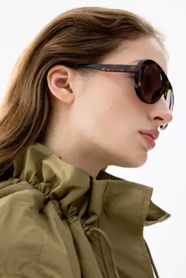 Lunettes de soleil de style aviateur - Marron/motif écaille de tortue — photo 5