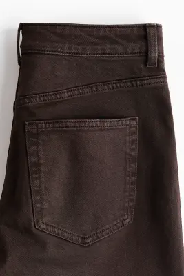 Short taille haute en denim - Marron foncé — photo 4
