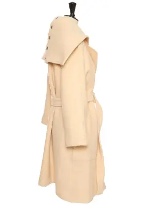 Manteau long ceinturé en laine vierge rose pale Prix boutique 2900€ Taille M — photo 2