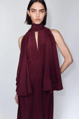 Robe caftan à manches cape - Bordeaux — photo 3