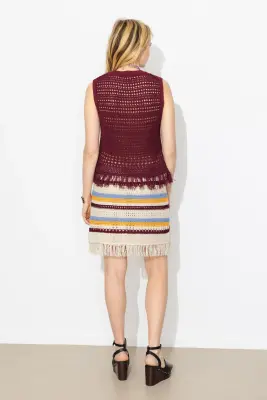 Jupe courte frangée en crochet — photo 4