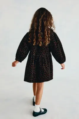 Robe en velours côtelé de coton mélangé - Marron/imprimé léopard — photo 3
