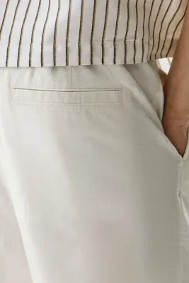 Short Relaxed Fit en lin mélangé - Blanc — photo 4