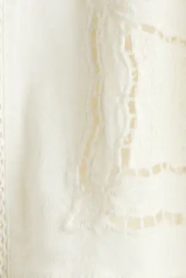 Short en lin mélangé avec broderie anglaise - Crème — photo 2