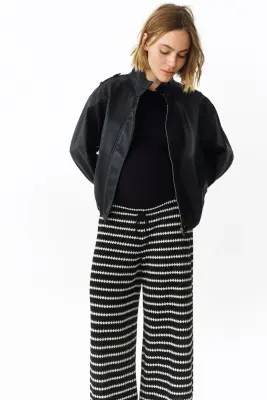 MAMA Pantalon en maille Before & After - Noir/rayé — photo 1