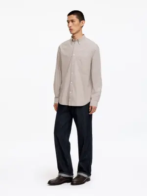 Chemise décontractée à carreaux - Beige — photo 1