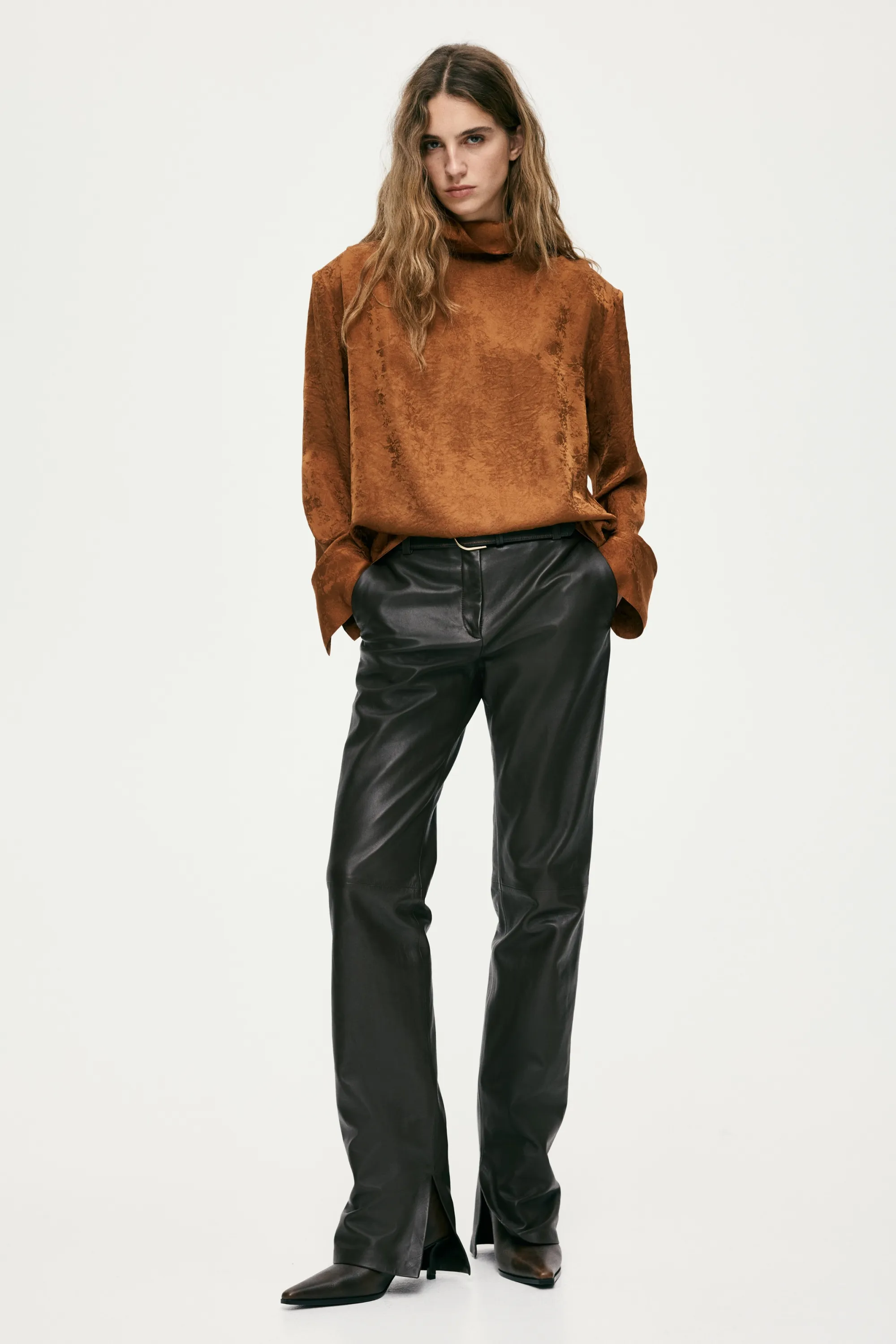 Blouse à épaulettes - Brun rouille