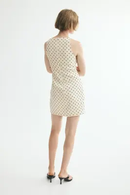 Robe sans manches en crêpe - Beige clair/pois — photo 3