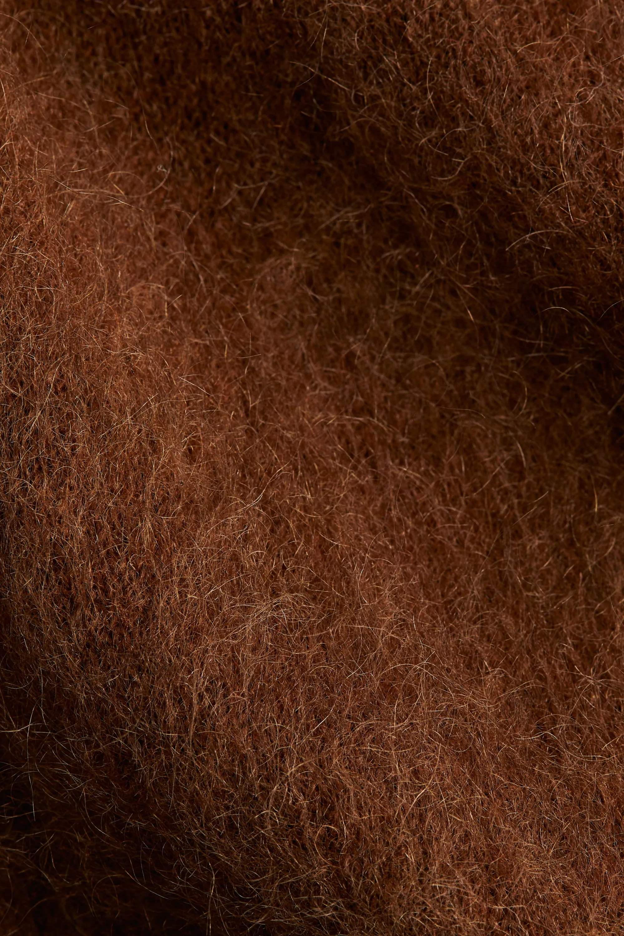 Top en mohair mélangé avec col cheminée - Marron