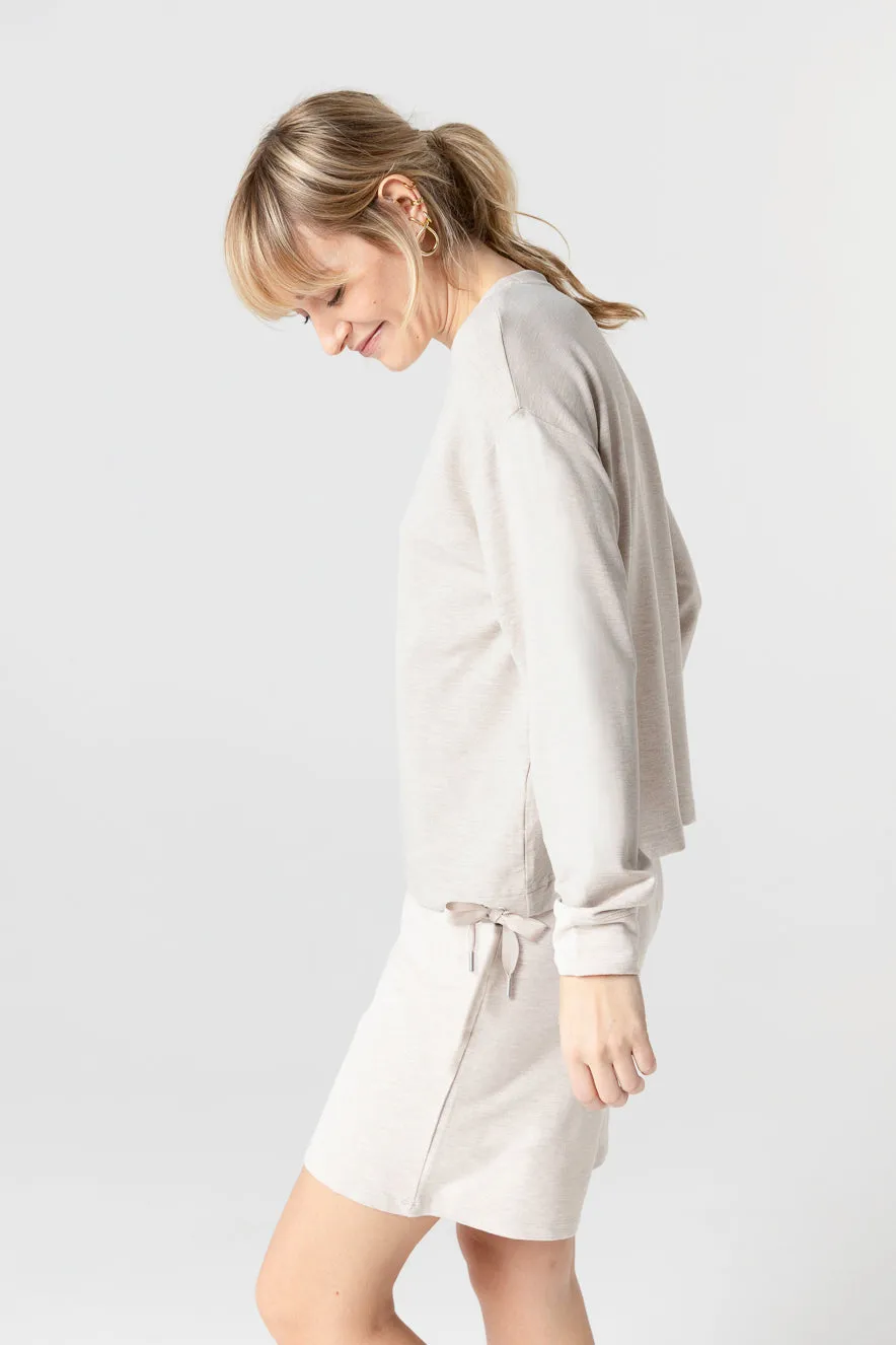 Sweat Beige Col Rond Manches Longues en Viscose / Elasthanne